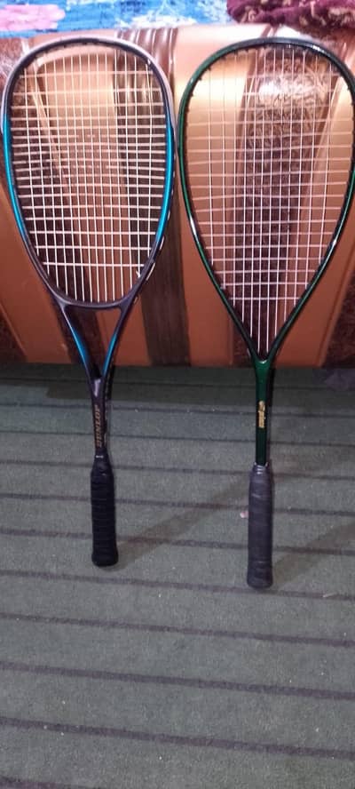 Prince and Dunlop squash rackets with asics shoes