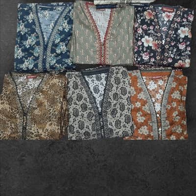 Bin Saeed Printed Lawn 3 Piece Suit – Stitched ( Standard Size)