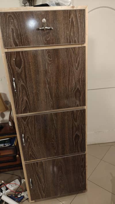 Durable Plywood Storage Cupboard - 4 Sections with Lockable  Drawe