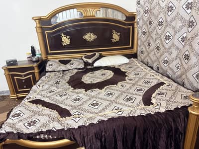 Room Furniture wooden double bed, side tables and dressing table