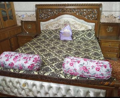 original wooden bed with matteres new alongwith dressing Table