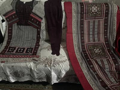 3 piece lawn cotton dress with tulip shalwar