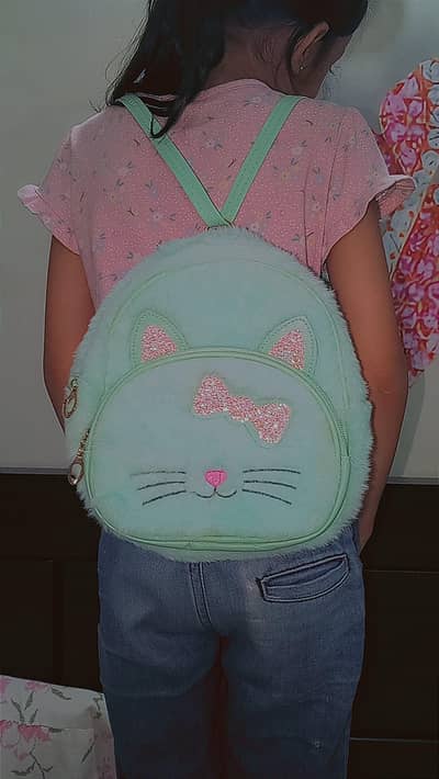 2-way Cute Kitty Fur Bag - Backpack & Shoulder Bag.