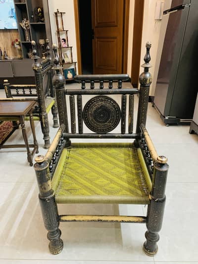 Antique Style Hand-Carved Wooden Armchair – Solid & Heavy