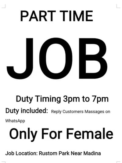 Part Time Female Customer Assistance Required