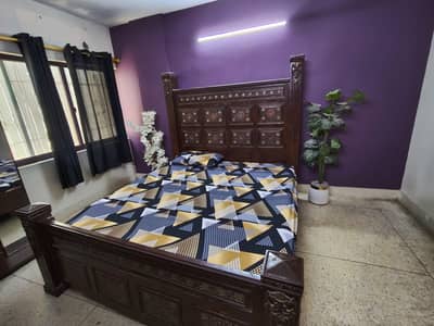 sheesham wood king size bed with mattress