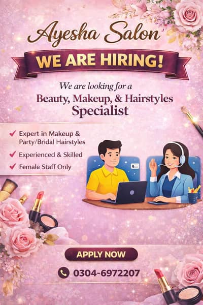 Saloon Beautician Requirement only Female Staff