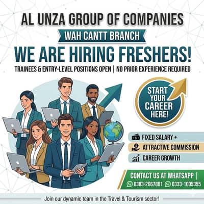 Freshers Need for Our Wah Cantt Branch.