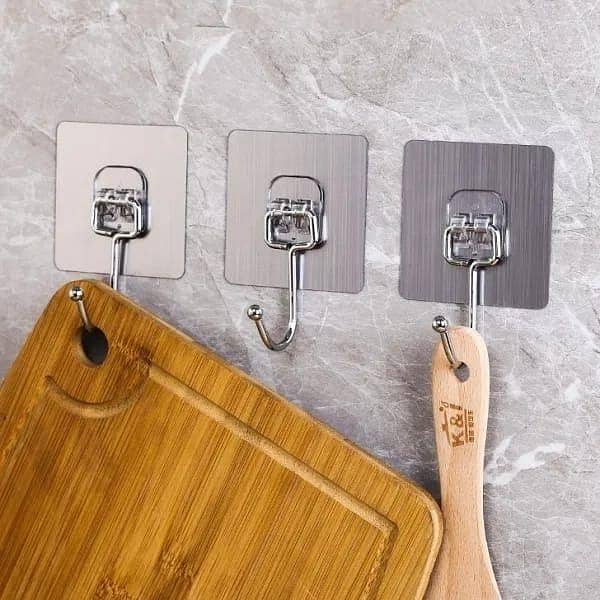 Heavy Duty Adhesive Wall Hooks - Pack of 10 High Quality Transparent PVC Waterproof Holders for Kitchen, Bathroom, and Home Organization