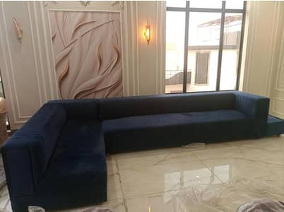 Imported Untouched L shaped Sofa with Cutions