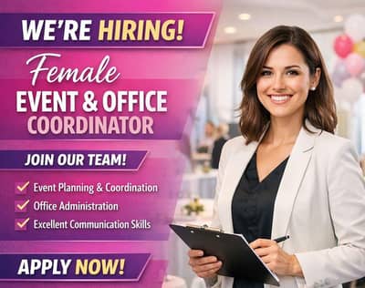 Female Events Manager plus Office Coordinator Job