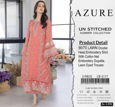 AZURE | Luxury Embroidered 3-Piece | Airjet Lawn
