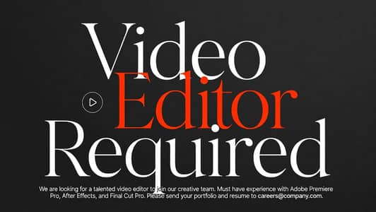 Video Editor Required