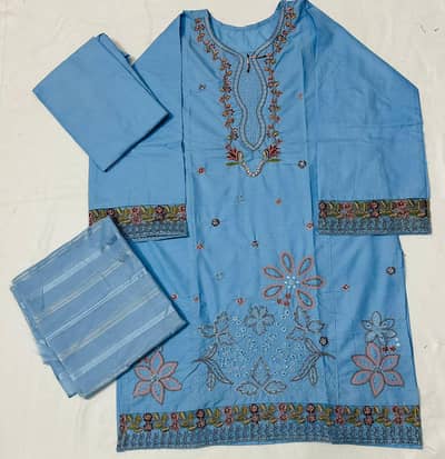 fancy ladies garments cotton fabric 3pcs suits