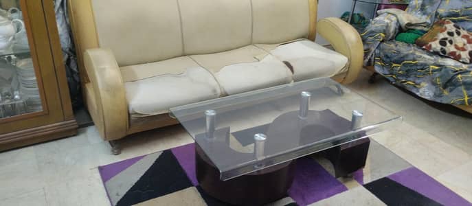7 Seater Sofa Set | Center Table | Sofa Come bed | Glass Corner