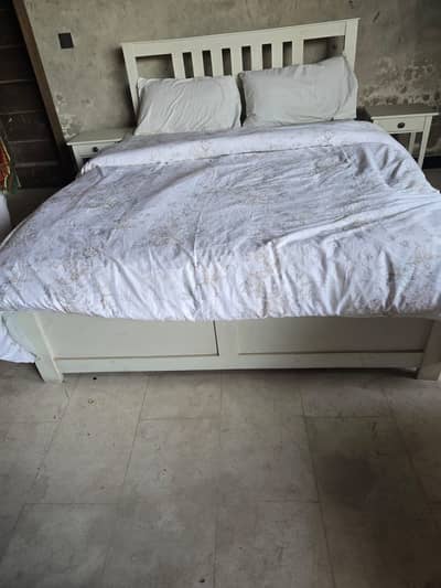 Double bed with study table and dressing mirror
