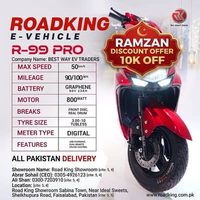 Roadking R99 Pro E-Scooter | Best Way EV Traders | Ramzan Offer!