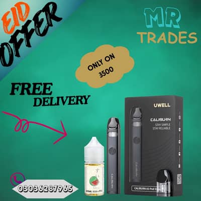 Uwell Caliburn A3 Pod Kit + Tokyo Flavor E-Liquid | Free Delivery