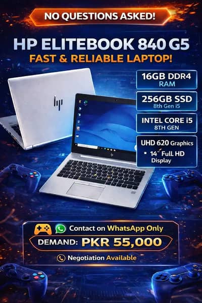 HP EliteBook 840 G5 – i5 8th Gen | 16GB RAM | Super Fast SSD