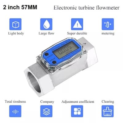 Digital LCD Flow Meter Turbine Fuel Meter 2 inch For Oil Air