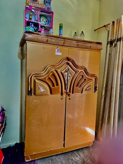 two door almari and double bed with  original master molty foam