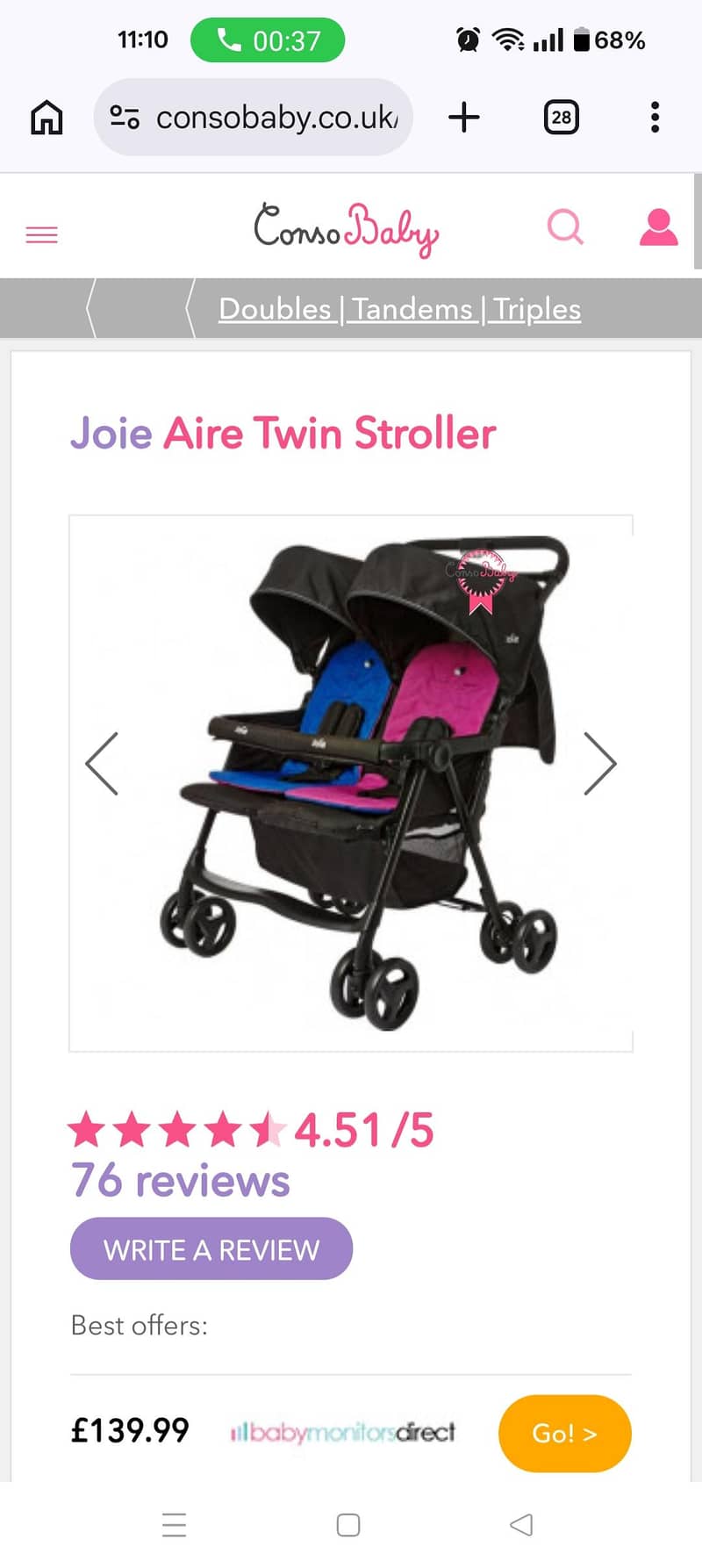 Double Pram side by side 1