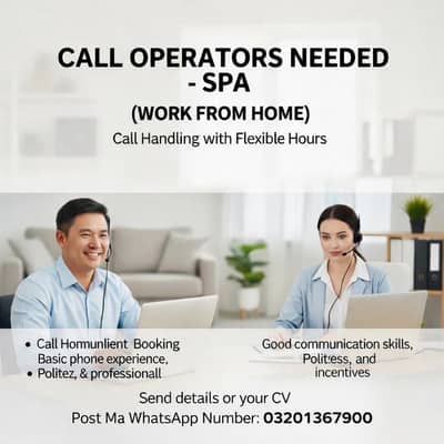 We Are Looking For Male & Female Call Operator For Spa Work From Home