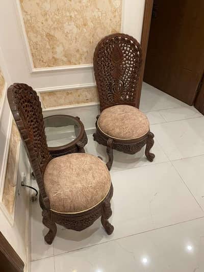 Two chairs and one table pure wood