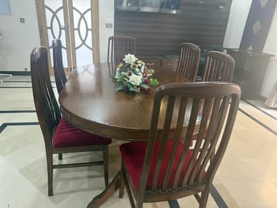 Wooden Dining Table with six chairs