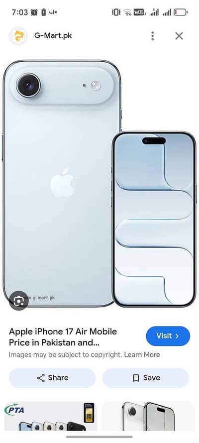 iPhone 17 Air Non pta just box open charge 4 cycle just