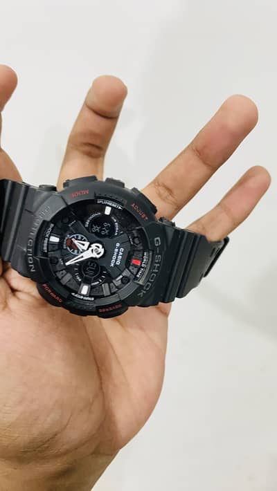 GA-110-1A Rugged AllBlack Analog-Digital Sports Watch with Red Accents