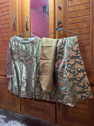 Beautiful Embroidered Sharara with Short Frock