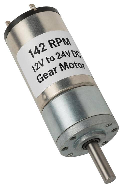 12V–24V DC Gear Motor – 142 RPM" (HENNkWELL)Heavy Duty Gear Motor – 142 RPM – 12V to 24V DC – High Torque Metal Gearbox