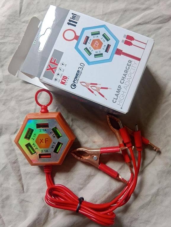 XF K70 Clamp Charger | 11-in-1 Multi-Port USB Charging Station | Power 3.0 Quick Charge | 6 USB Ports + 1 Type-C + 1 Micro USB Cable | High Adapcity