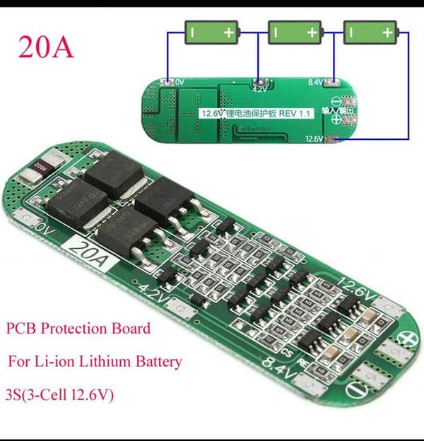 3S 20A BMS Protection Board for 18650 Li-ion Battery Pack | 11.1V / 12.6V