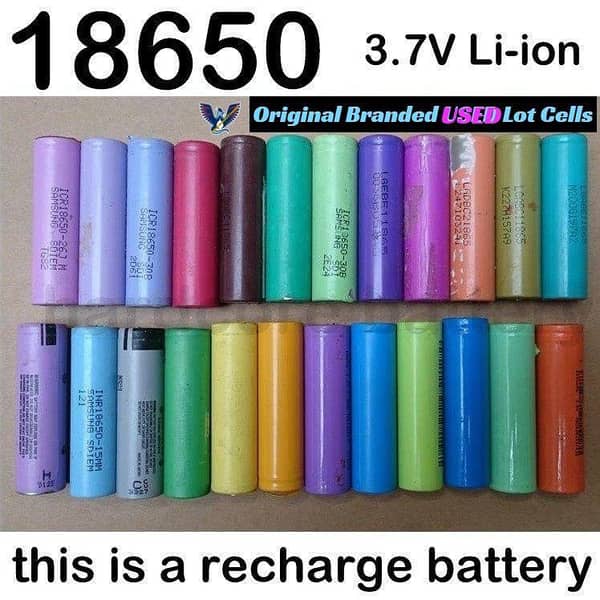 2 pcs 18650 Battery Cells, 3.7V–4.2V, High Capacity, Reusable Laptop Cells