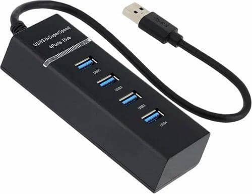 4 Port USB 3.0 Hub | Super Speed 5Gbps | Slim Design with LED Indicator | Built-in Fuse & DC5V Power Jack