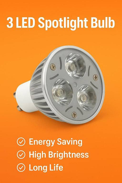 "3 LED Spotlight Bulb – Energy Saving, High Brightness, Long Life"