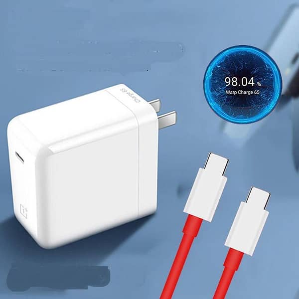 OnePlus Warp Charge 65W Fast Charger with Type-C Cable Perfect for: OnePlus 8T, 9, 9 Pro, Nord series aur sabhi Warp Charge 65W supported devices.