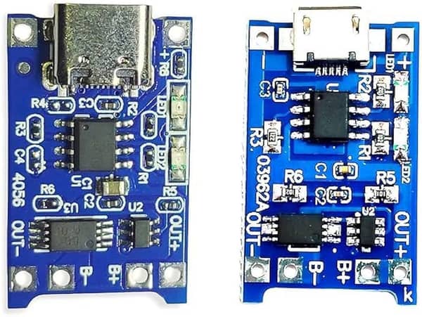 TP4056 1A Lithium-Ion Battery Charging Module (1x / 2x / 3x / 4x / 5x / 10x) – 3.7V Single Cell Charger Board with Protection – Micro-USB / Type-C Input