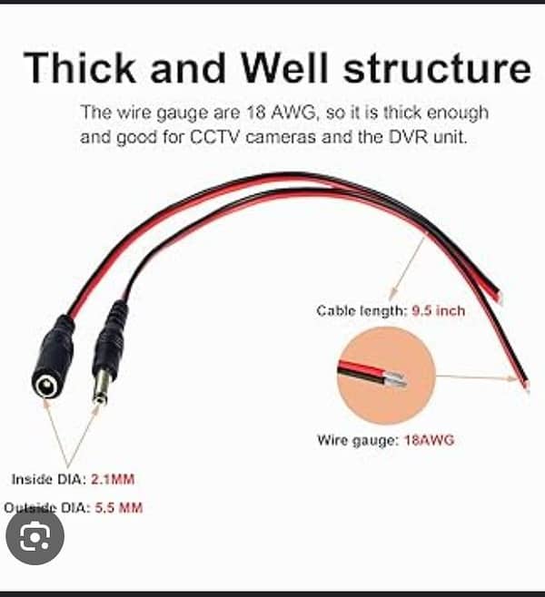 4Pcs) 12V Male 2 pcs / female 2 pcs DC Power Socket Jack Plug Connector Cable 5.5x2.1mm 2 DC male Plug - 2 DC Female Socket