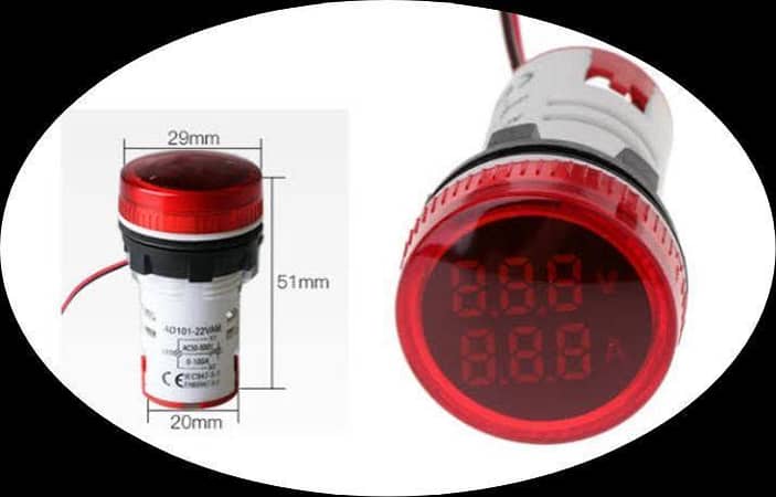 Digital Volt and Ampere Meter Light - Square Panel 2-in-1 Volt/Current Indicator