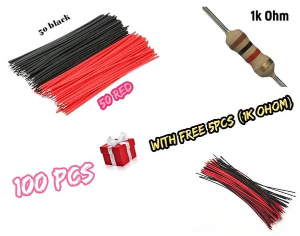 100pcs)50 Pcs RED 50 Pcs black Jumper wires(free 5pcs 1k ohom ) (arduino) 8cm Jumper Cable Dupont Wire Electronic Wires Insulated Connecting Jumper Wire Connector Wires DIY Projects