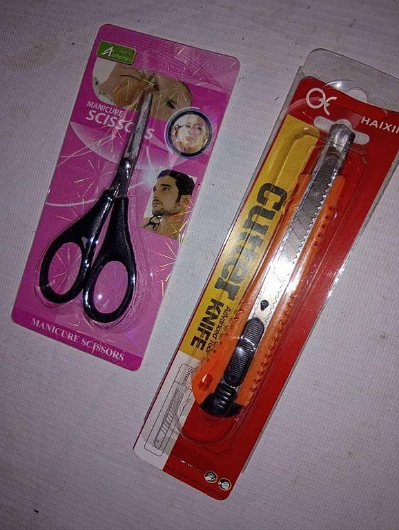 2-Piece Set: 1 Scissor and 1 Wide-Blade Unboxing Cutter