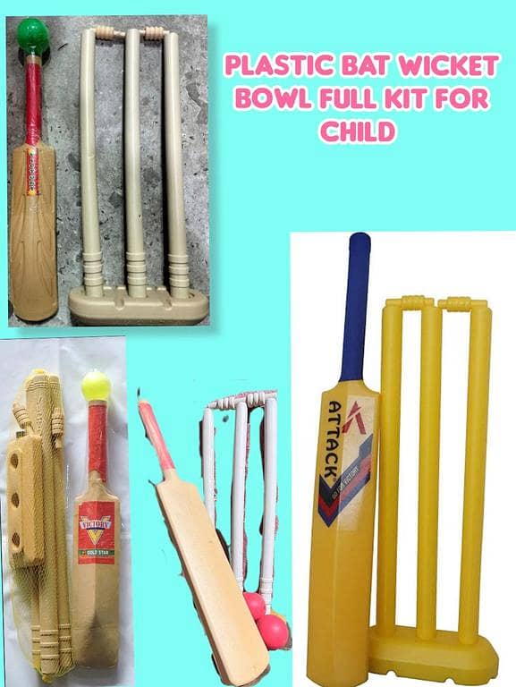 SPECIAL PLASTIC CRICKET KET FOR CHILD (3BOWL WICKET SET BAT )