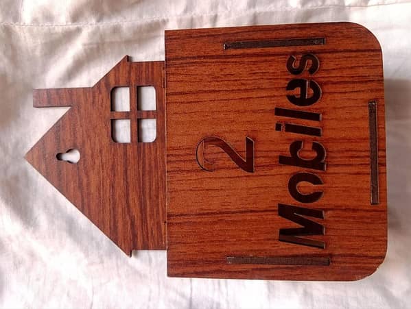 Mobile Charging Holder with 2 Phone Capacity (Home Shape, Wall Mount)