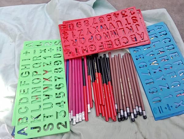 Permenum Stationery Set – 9 Pcs (2 Pencils, 2 Scotch Tapes, 2 Mix Colour Pens, 1 Stencil, 2 Erasers)