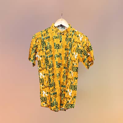 Stylish Yellow Printed Casual Shirt for Men – Trendy Summer Wear