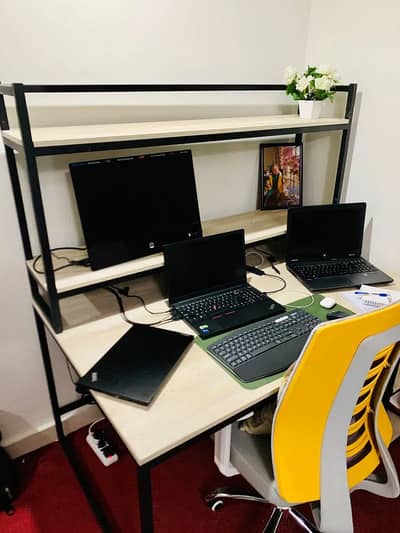 Computer Desk / Study Table with Shelves & Drawers – Office / Gaming