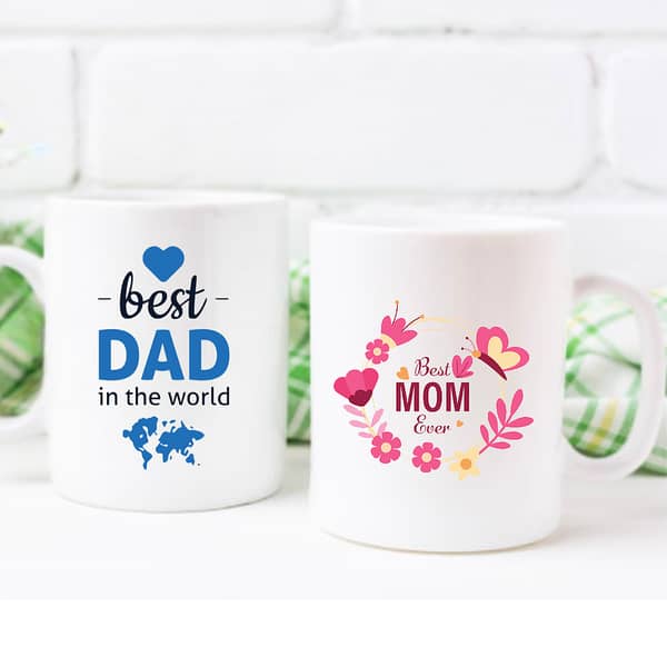 Pack of 2  Customize Mug - Best father ever - Best mother - Best mom ever - Best dad ever - Gift for parents - Picture Mug - Name Mug - Anniversary gift - wedding anniversary